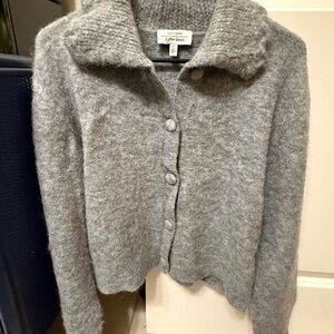 & Other Stories Gray Collared Button Up Knit Sweater